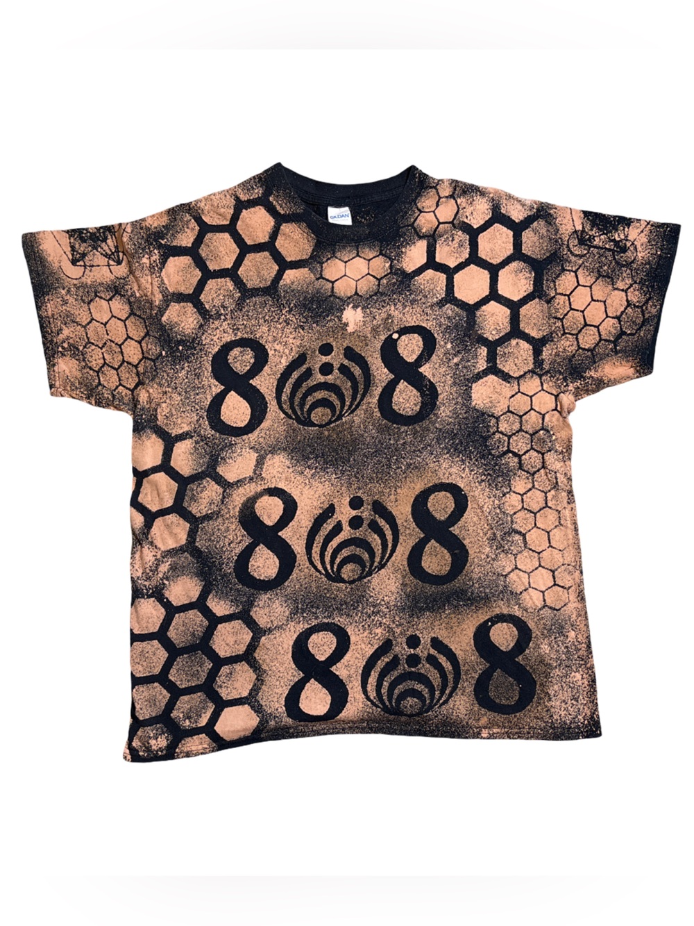 Bassnectar 808 Custom Hand Bleached Honeycomb Metatron’s Cube Dubstep Tee Size M